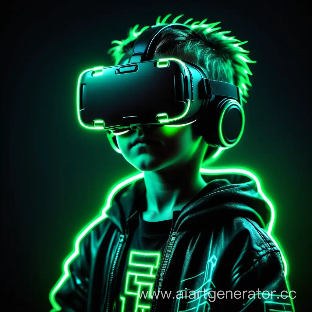 Child-in-Cyberpunk-Virtual-Reality-with-GreenNeon-Glow