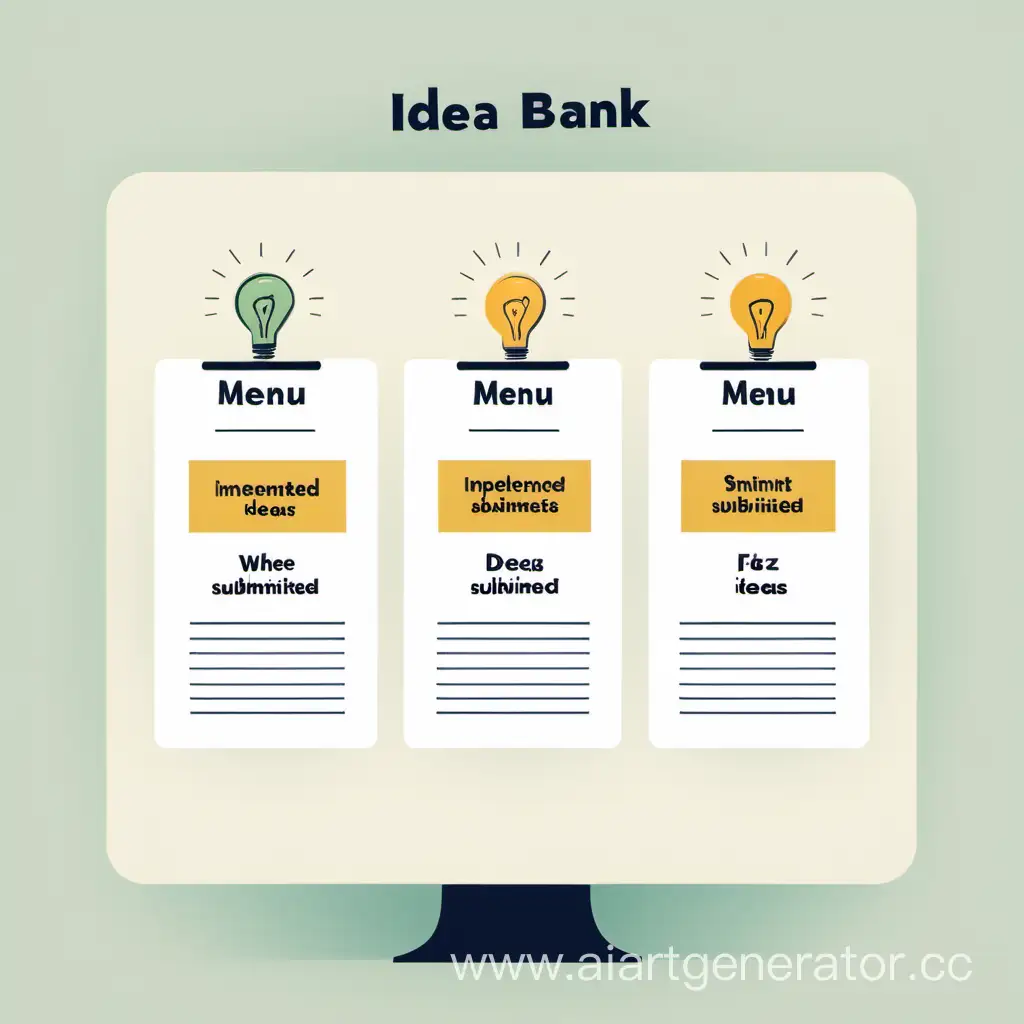 веб сайт "банк идей"  где есть три пункта меню: 
1 реализованные идеи 
2 поданные идеи 
3 подать идею