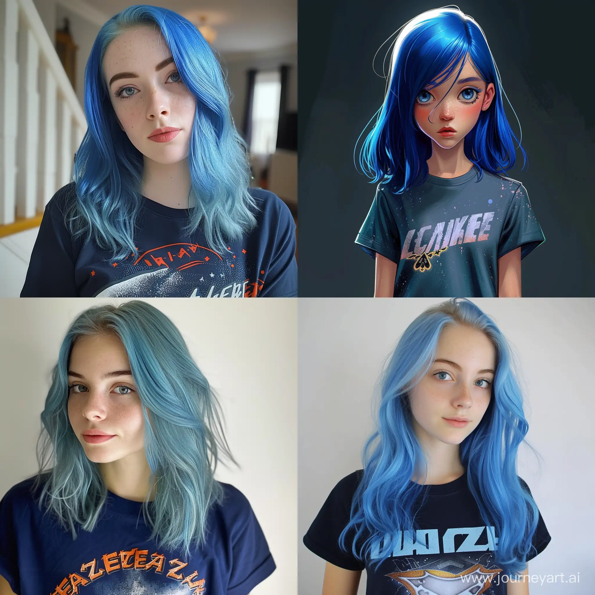 Young-Woman-with-Blue-Hair-in-Metallica-TShirt