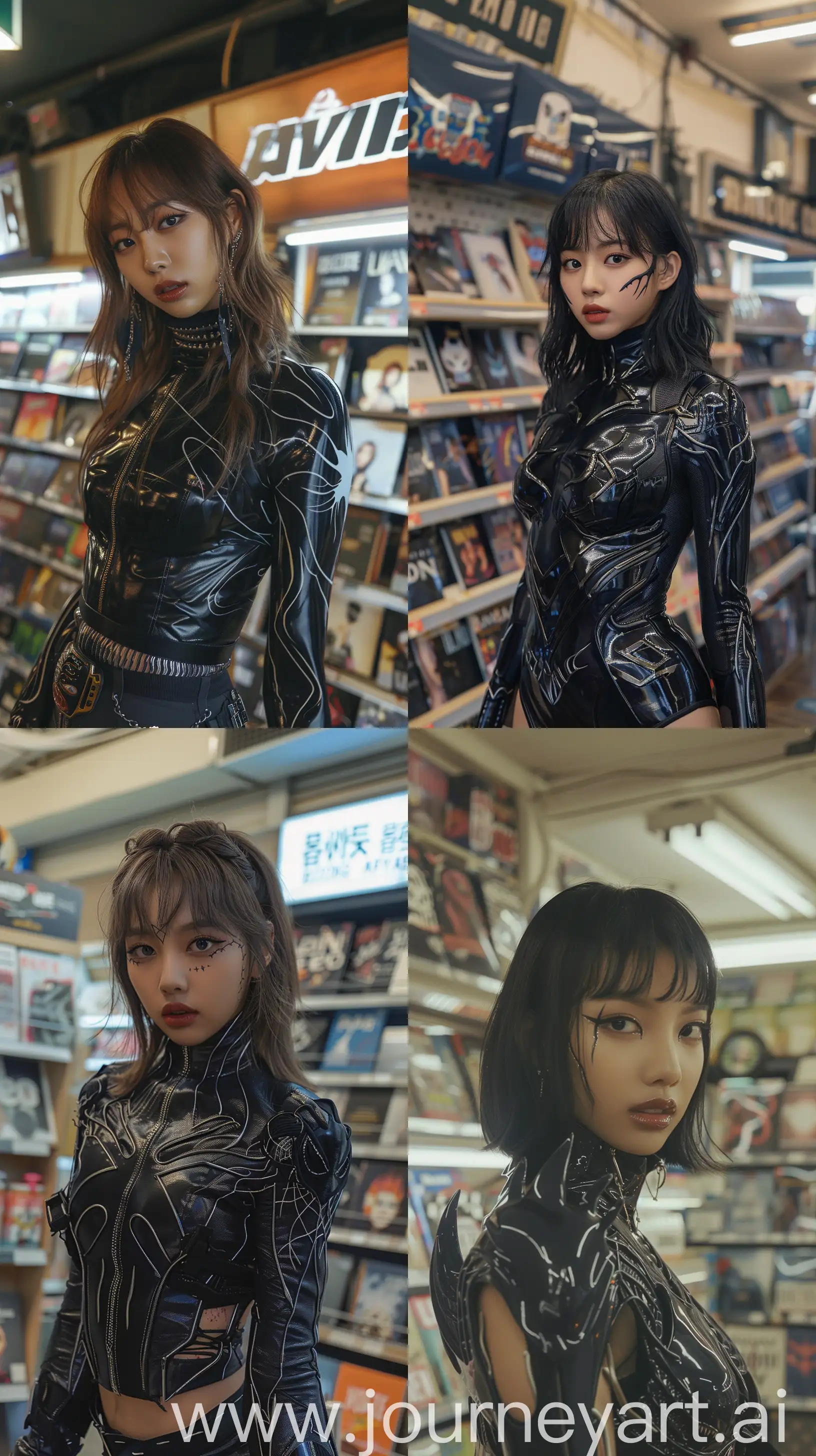 Blackpinks-Jennie-with-Wolfcut-Hair-in-Grunge-Aesthetic-Venom-Suit-at-Album-Store