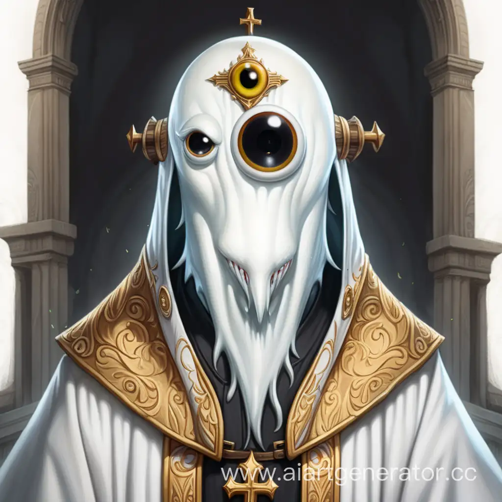 GoldenEyed-White-Monster-Priest-in-2D-Art