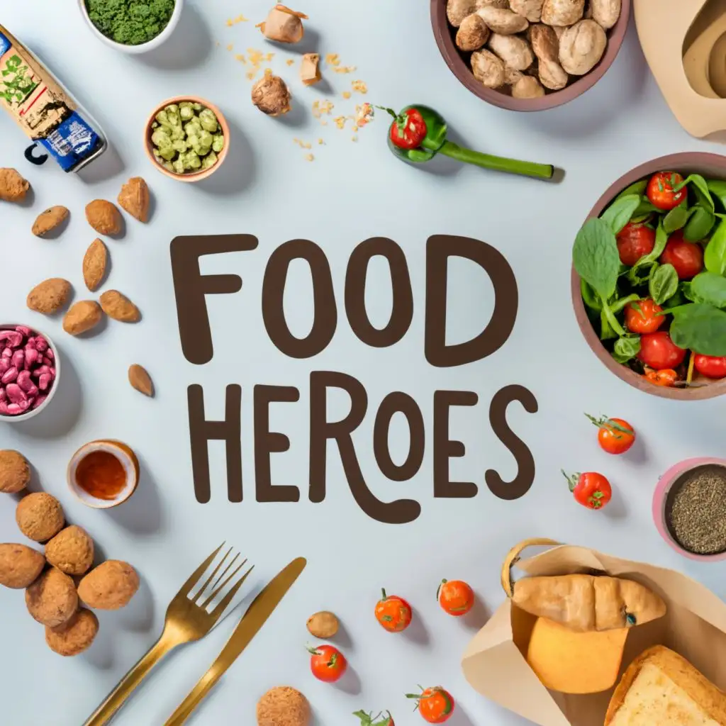 logo, Food Heroes, with the text "innovative concepts", typography