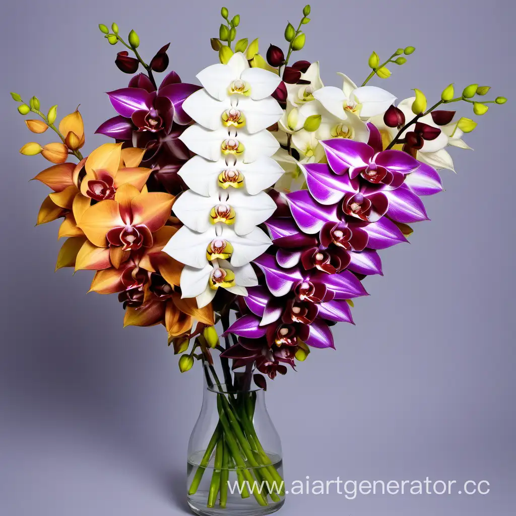 Vibrant-Multicolored-Dendrobium-Bouquet-Exquisite-Orchid-Arrangement