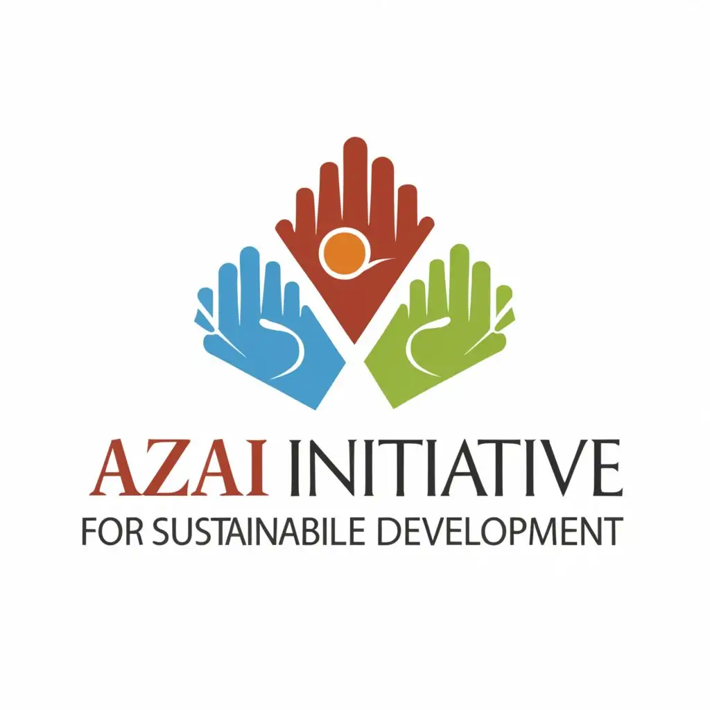 a logo design,with the text 'Azai Initiative for Sustainable Development', main symbol: Supporting hands,Moderate,be used in Nonprofit industry,clear background
