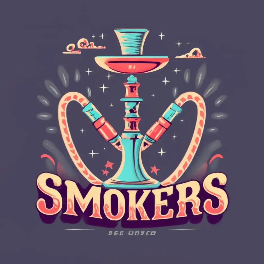 logo, Hookah, with the text "Smokers", typography
3D, retro style america