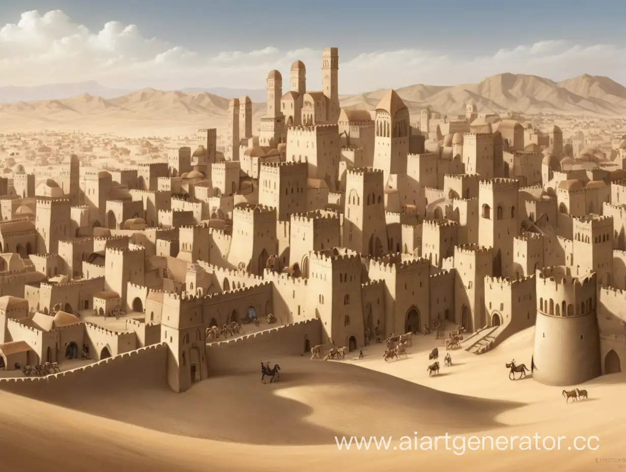 Medieval-Cityscape-amidst-Desert-Landscape
