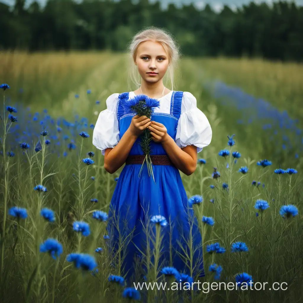 Belarusian-Girl-Holding-Cornflowers-in-Traditional-Attire