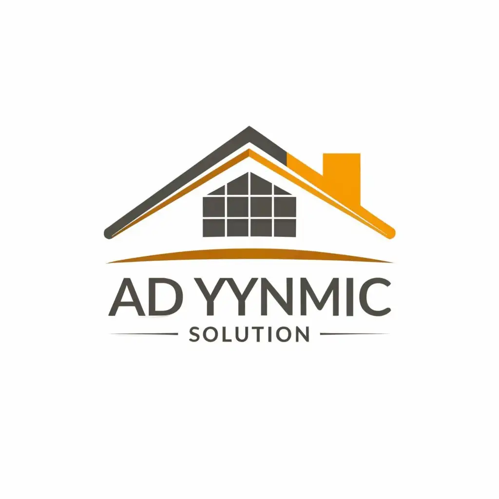 logo, HALF HOUSE WITH ROOF, with the text "AD DYNAMIC SOLUTION", typography, be used in Construction industry