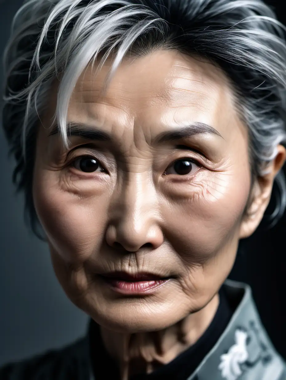 Graceful Elderly Maggie Cheung Portrait of Wisdom and Strength