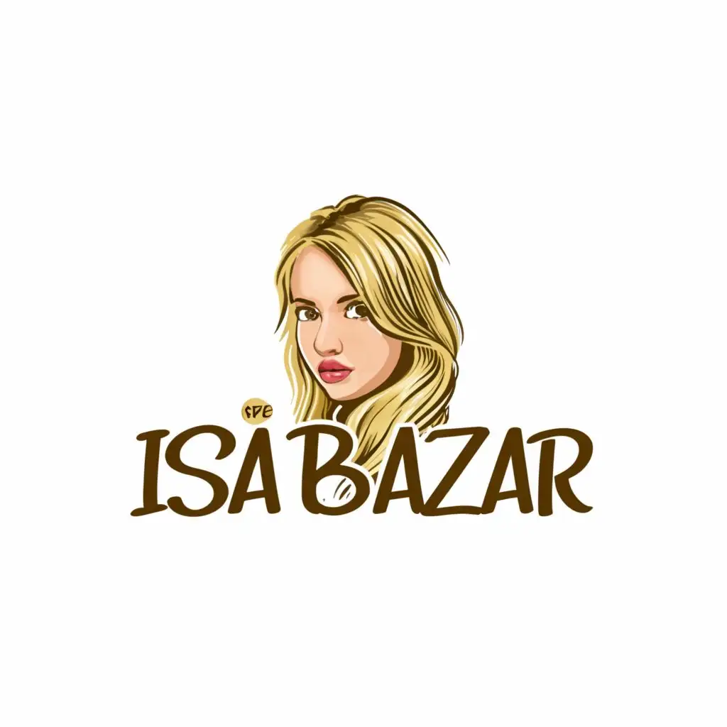 logo, logo, blonde girl, with the text "Isa Bazar", with the text "Isa Bazar", typography, be used in Retail industry