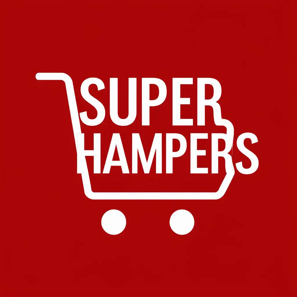logo, Shopping cart, with the text "SUPER HAMPERS", typography, be used in Retail industry