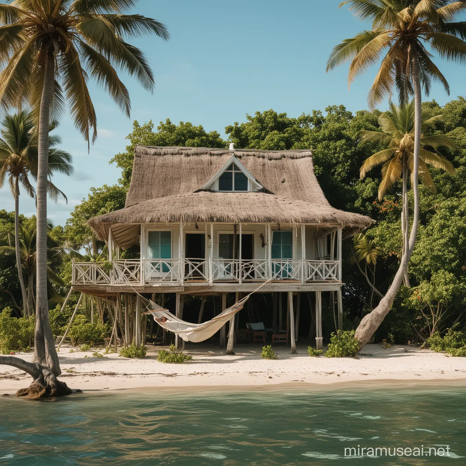 Tranquil Retreat Vintage Island House with Ocean Hammocks