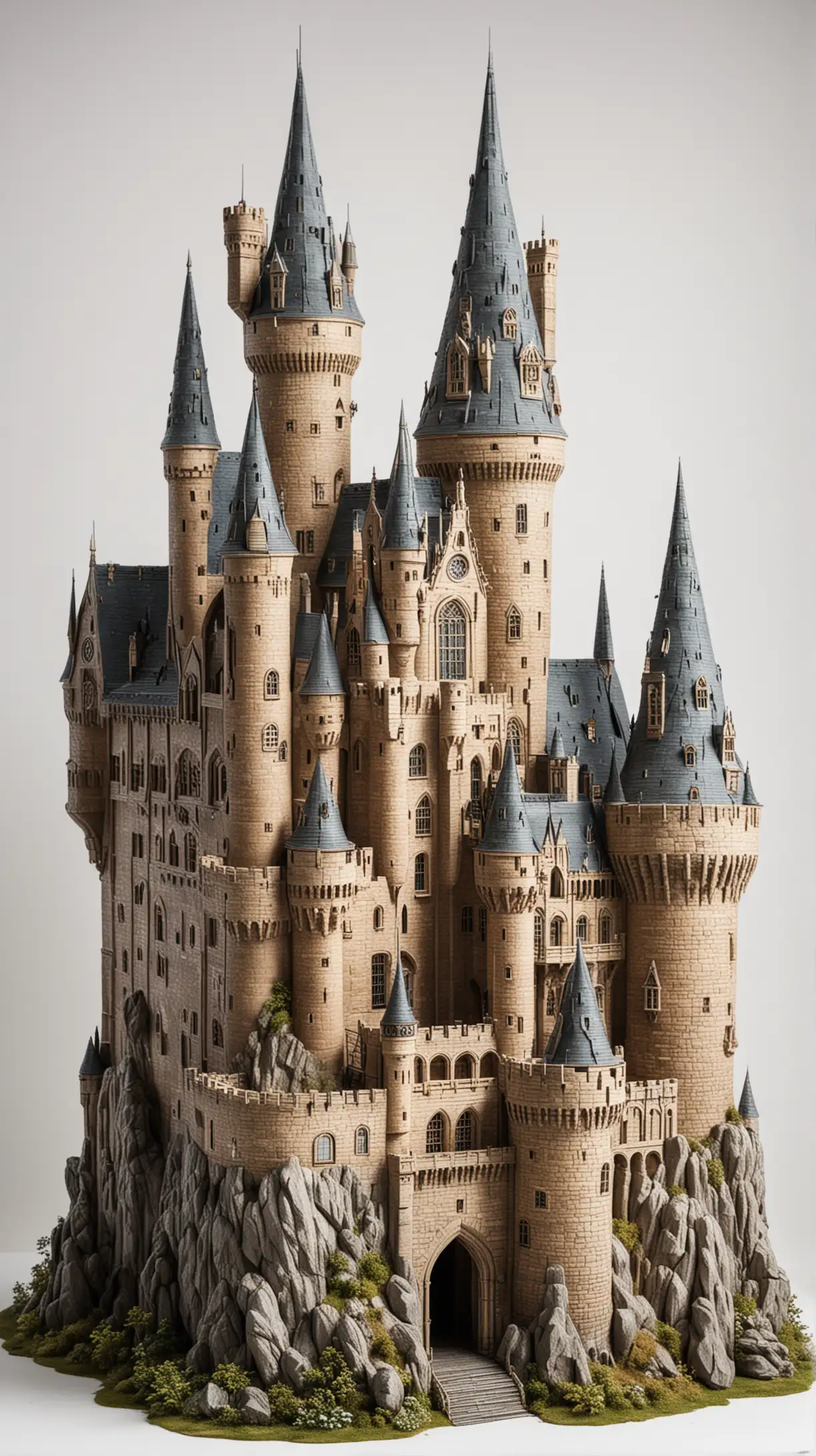 Un castillo parecido al de la película de harry potter en un fondo blanco