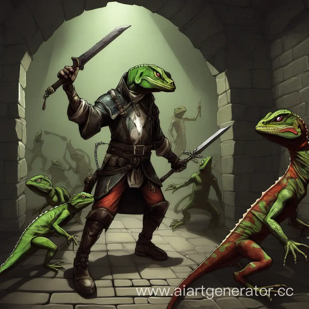 Epic-Battle-Rus-Warriors-Confronting-Lizard-Men-in-Dungeon-Ambush