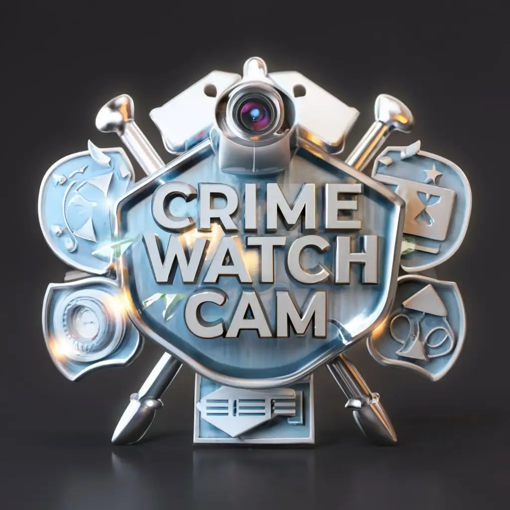 a logo design,with the text "Crime Watch Cam", main symbol:Crime, watch, cam, police, criminals, cops, 3d, guns,complex,be used in Legal industry,clear background