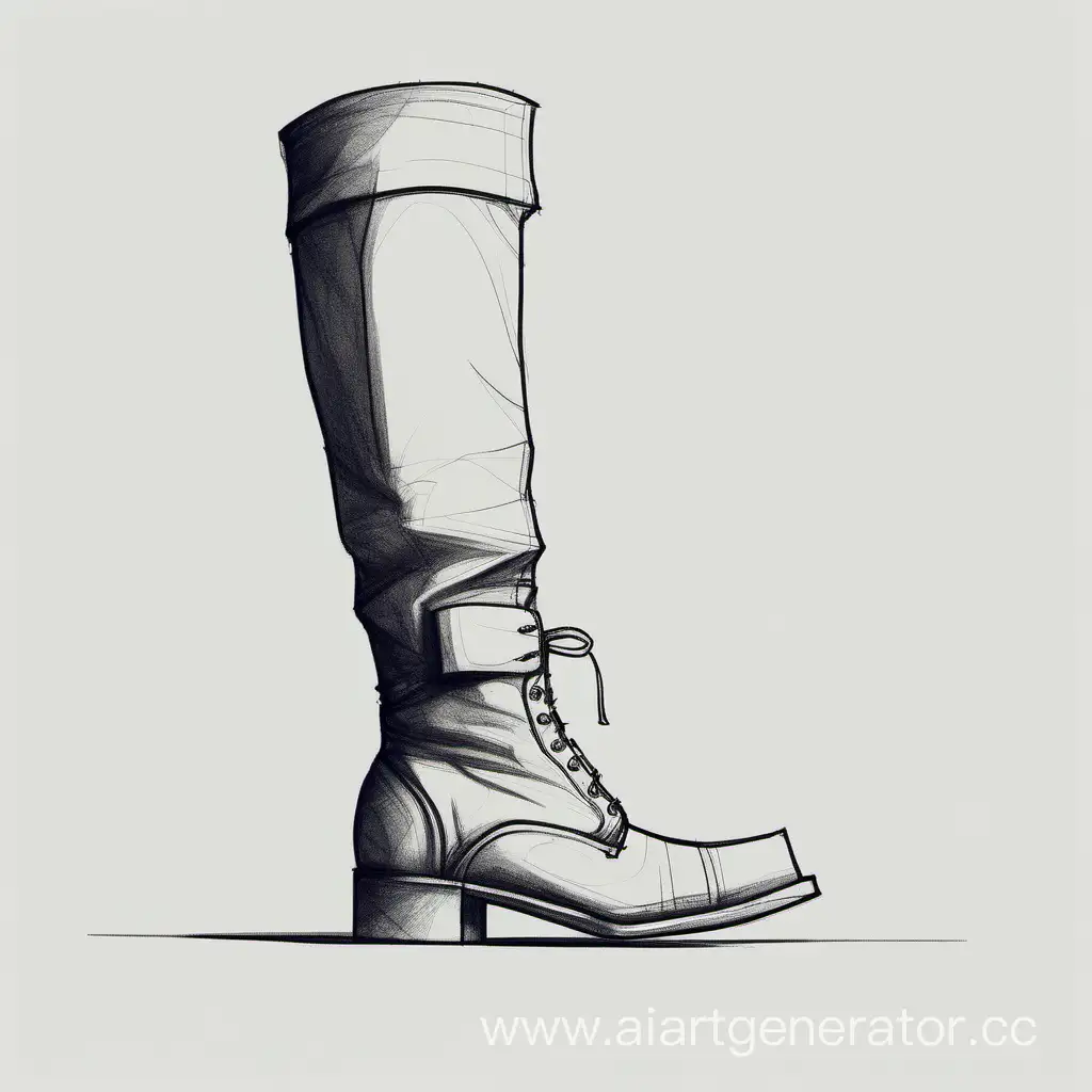 Minimalist-Sketch-of-a-Male-Leg-in-a-Boot-with-Pants