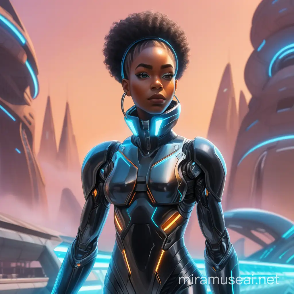 futuristic black woman on her own journey