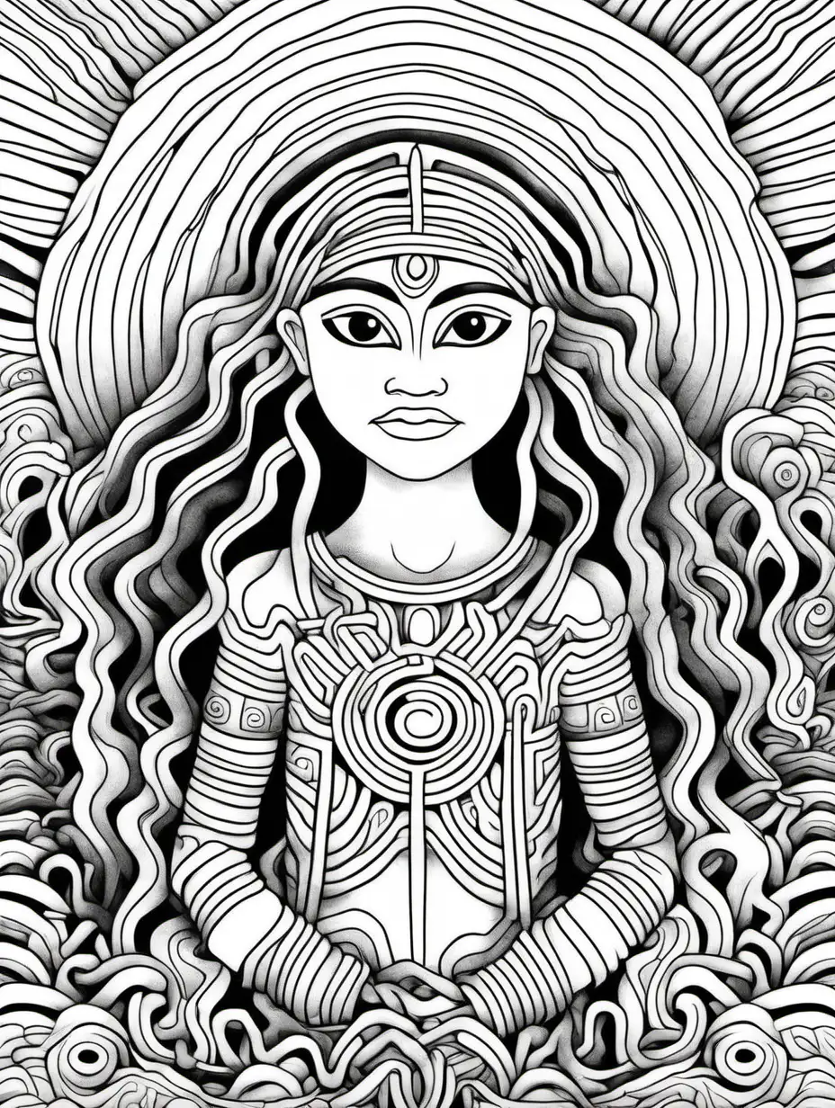 Ayahuasca Coloring Book for Kids Simple Black and White Line Art from Peru
