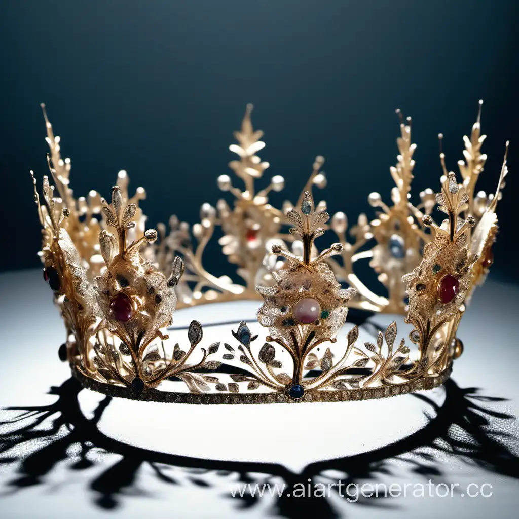 a precious crown of exquisite workmanship, thin and branchy