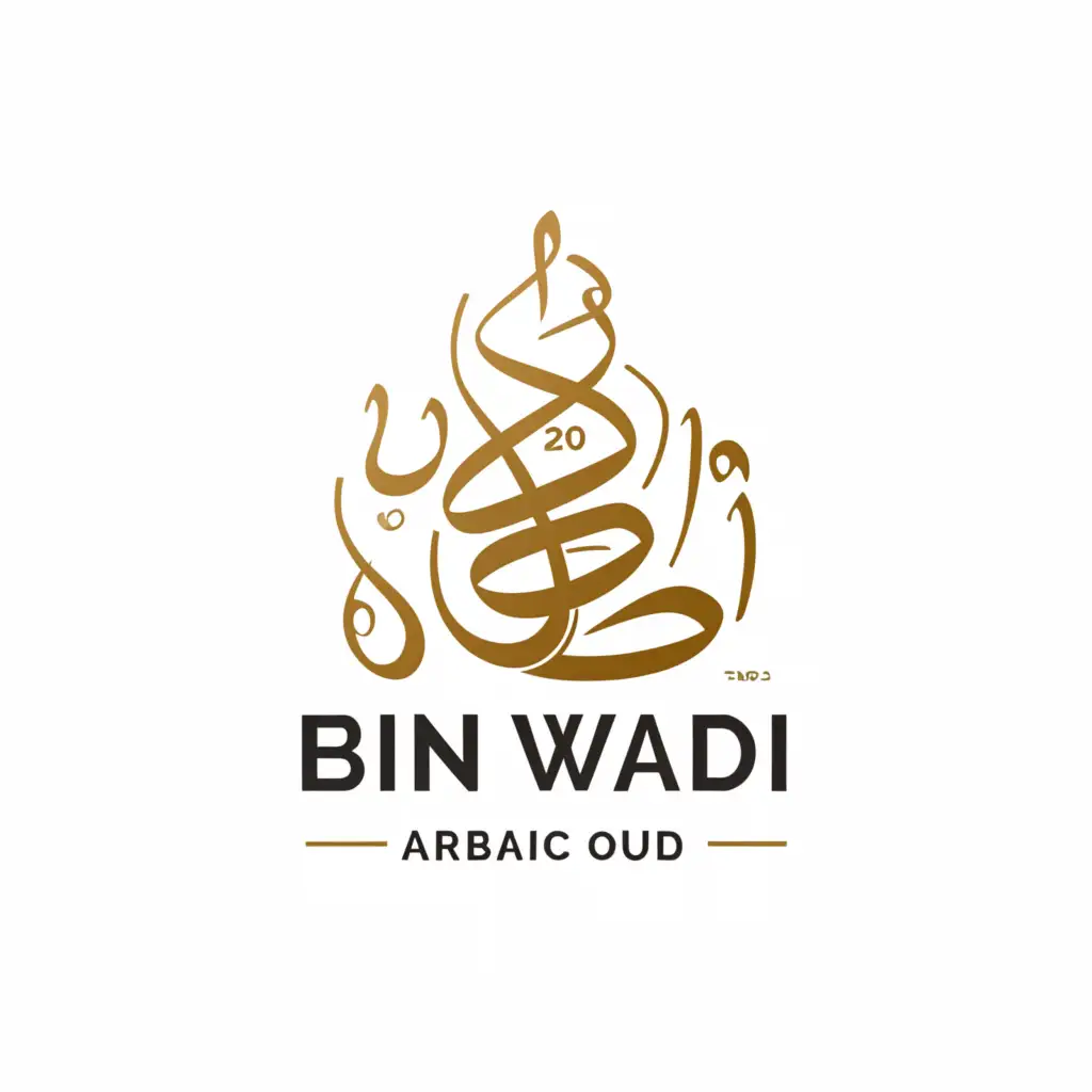 a logo design,with the text 'Bin Wadi Arabic oud', main symbol:ARABIC,using colors like gold, Moderate,be used in Religious industry,clear background