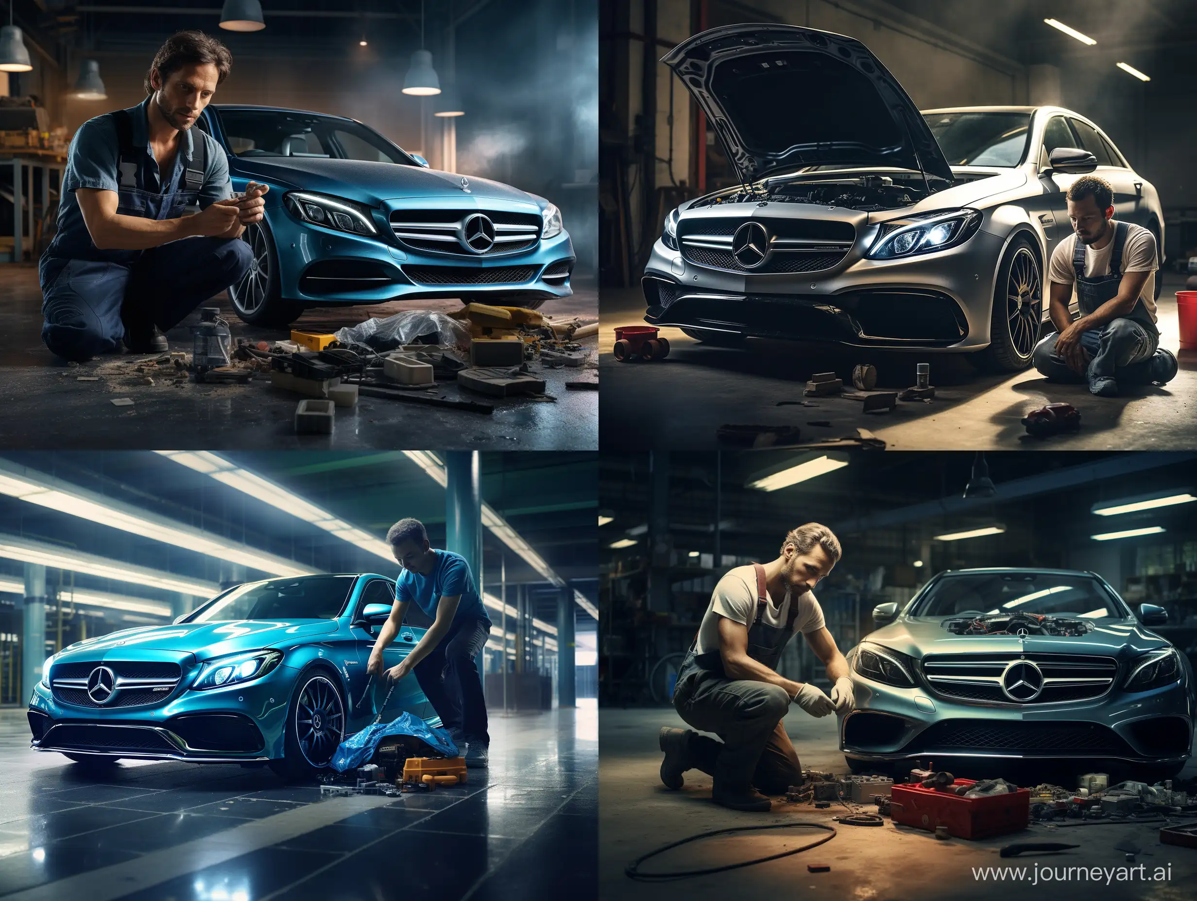 Expert-Car-Repairman-Enhances-Mercedes-in-Pristine-Auto-Repair-Shop
