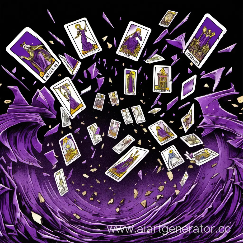 Vibrant-Violet-Shards-Tarot-Cards-Shattering-in-Dramatic-Display