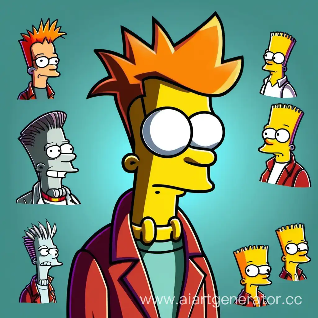 Philip-J-Fry-and-Bart-Simpson-Mashup-in-Animated-Adventure