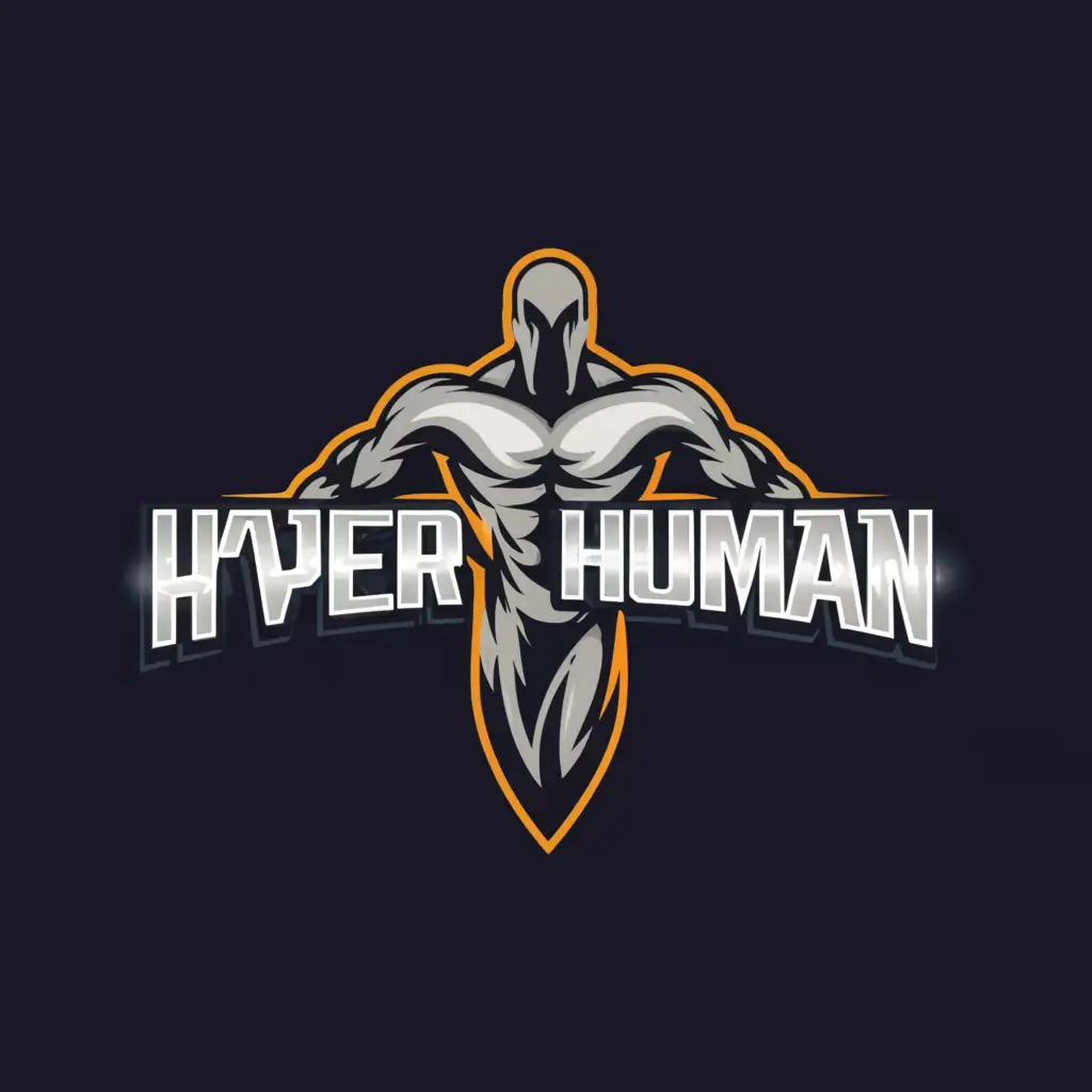a logo design,with the text "Hyper Human", main symbol:Humanoid figure from side,Moderate,be used in Sports Fitness industry,clear background