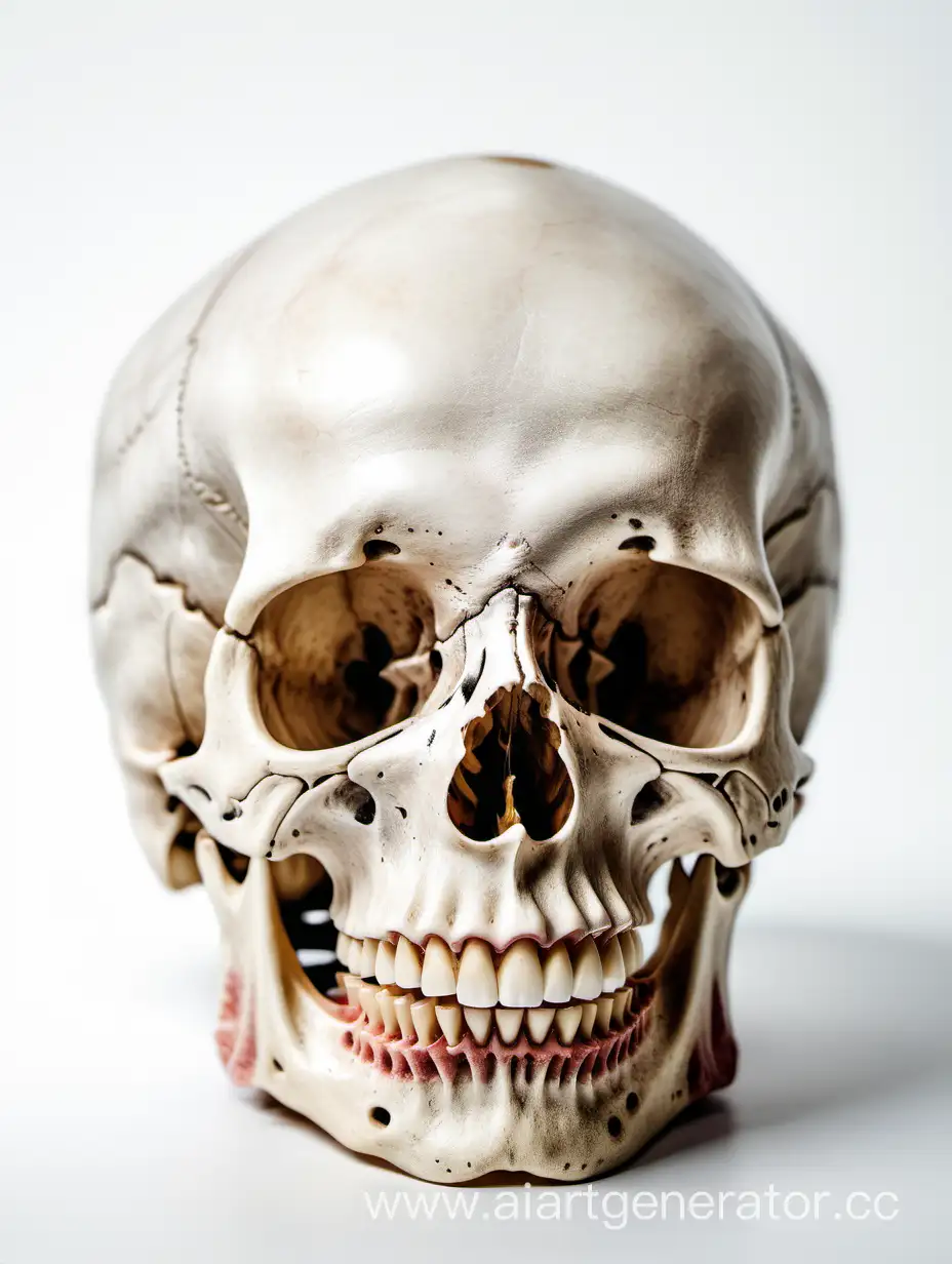 Human-Skull-with-Jaw-and-Gums-on-White-Background