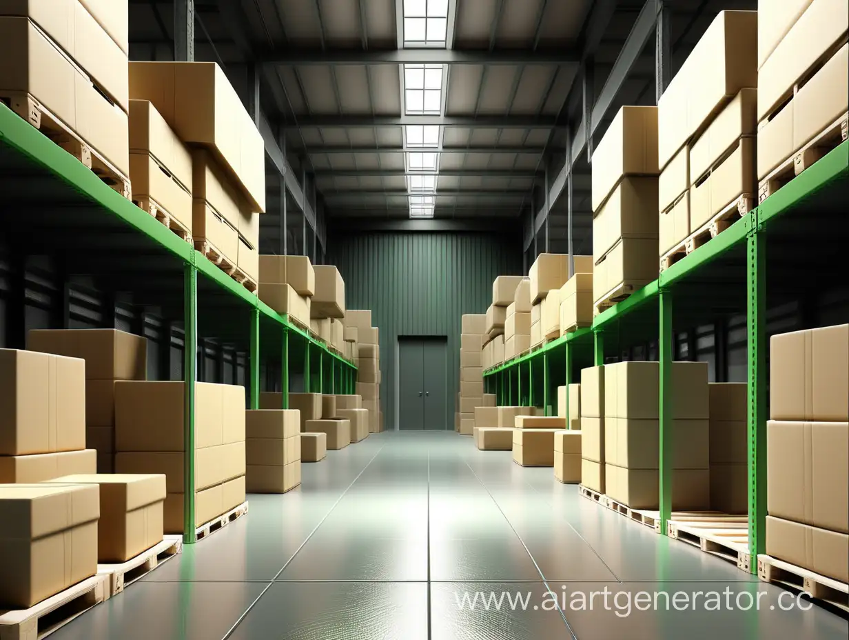warehouse boxes fly cargo green and grey color
