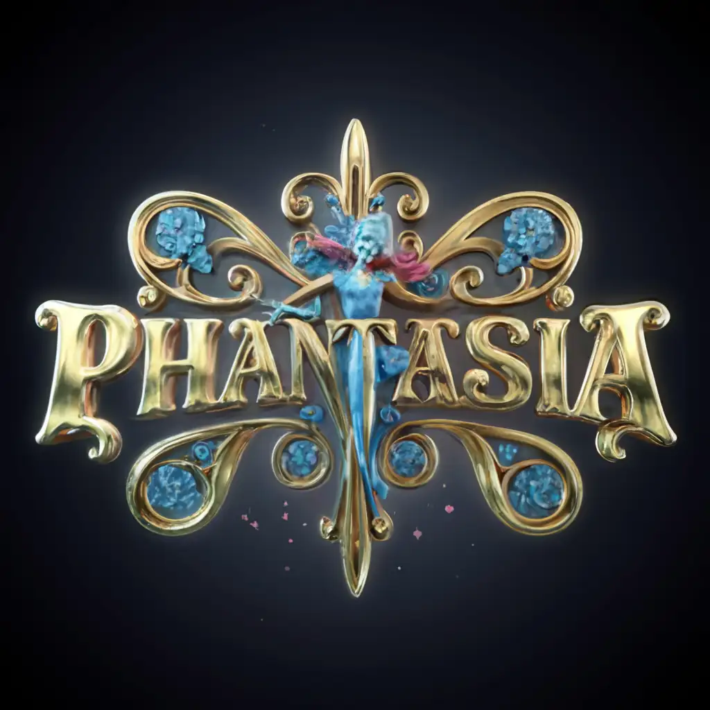 a logo design,with the text 'PHANTASIA', main symbol: fairy 3D text,Moderate, be used in Entertainment industry, clear background