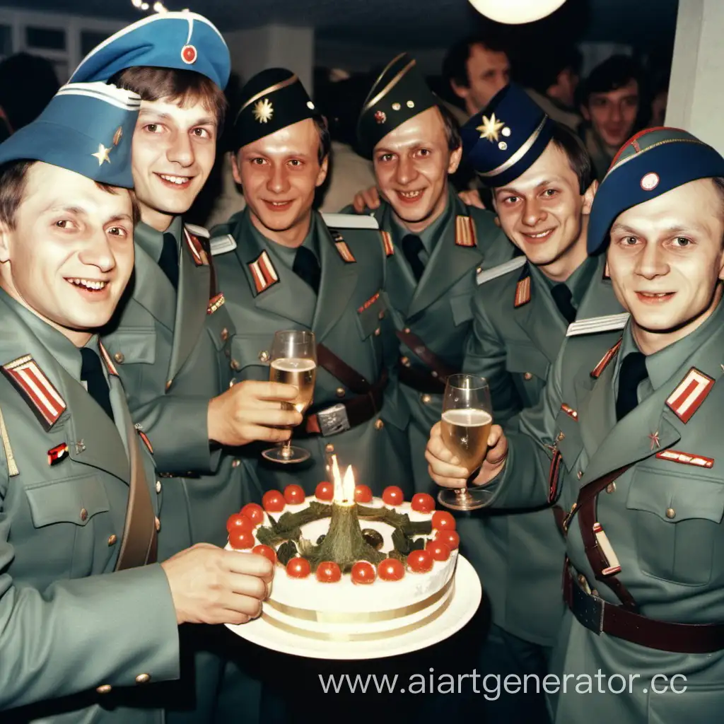 German and russian soldiers celebrate the New Year in 1978
