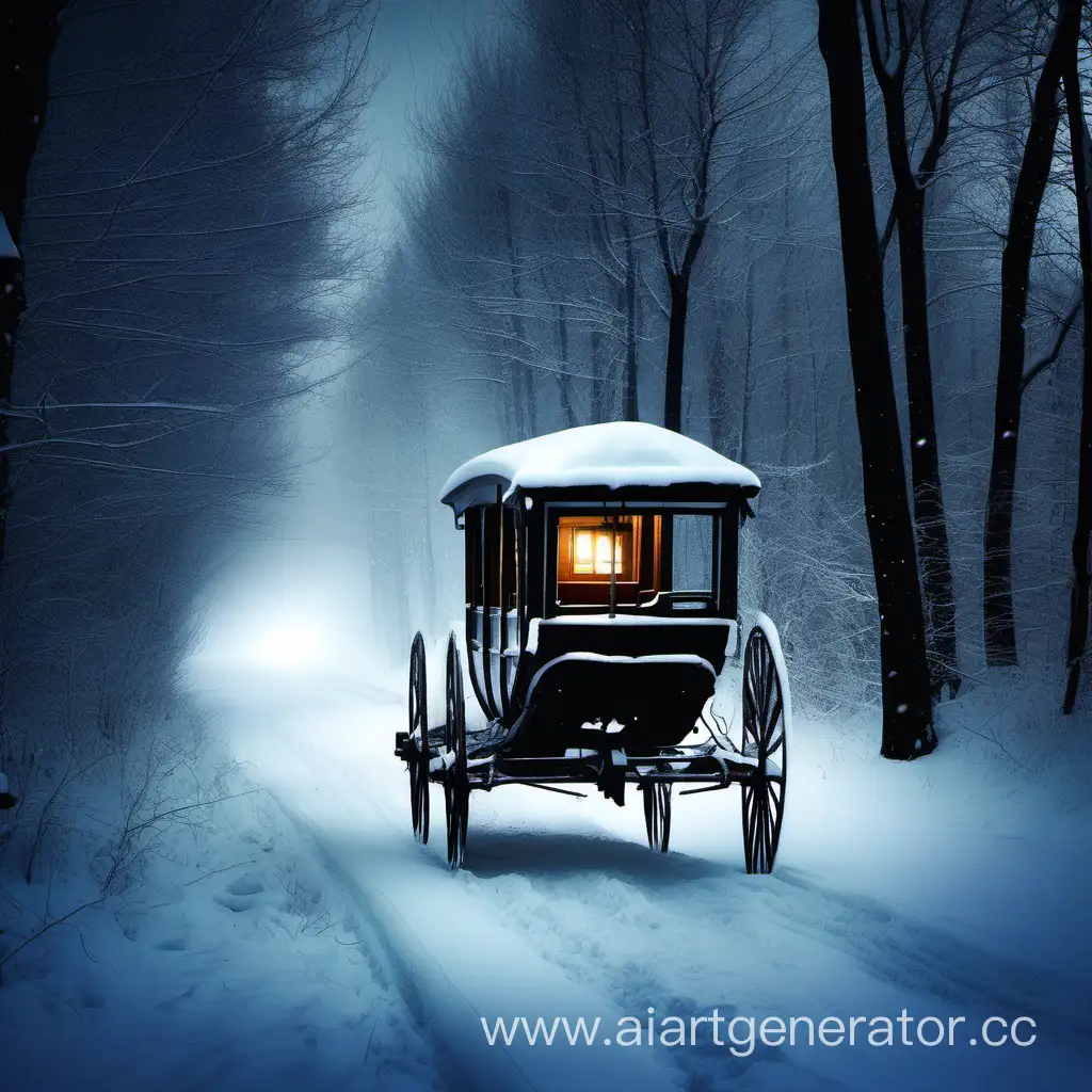 Nocturnal-Forest-Carriage-Ride-in-Winter-Blizzard