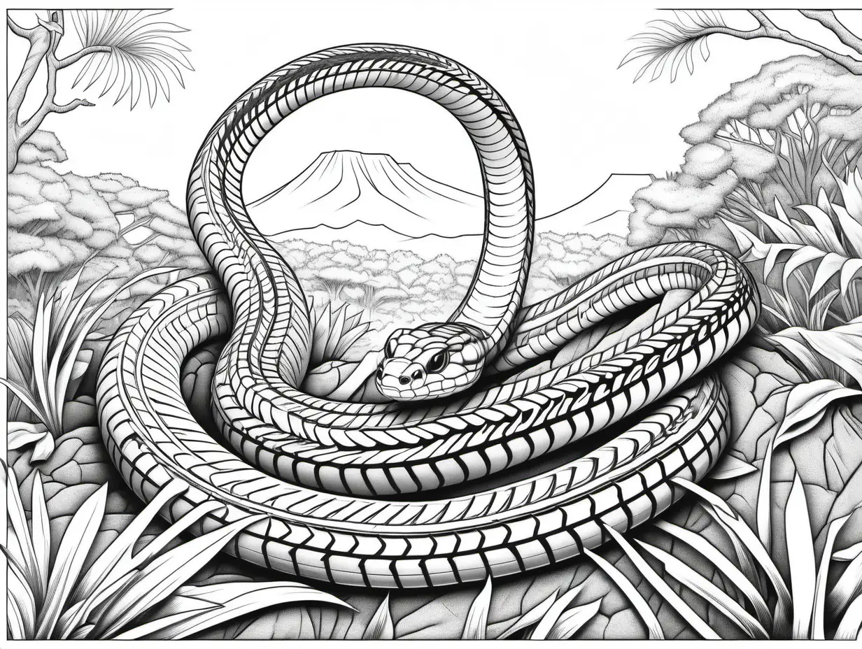 Detailed Boomslang Coloring Page for Relaxing Adults