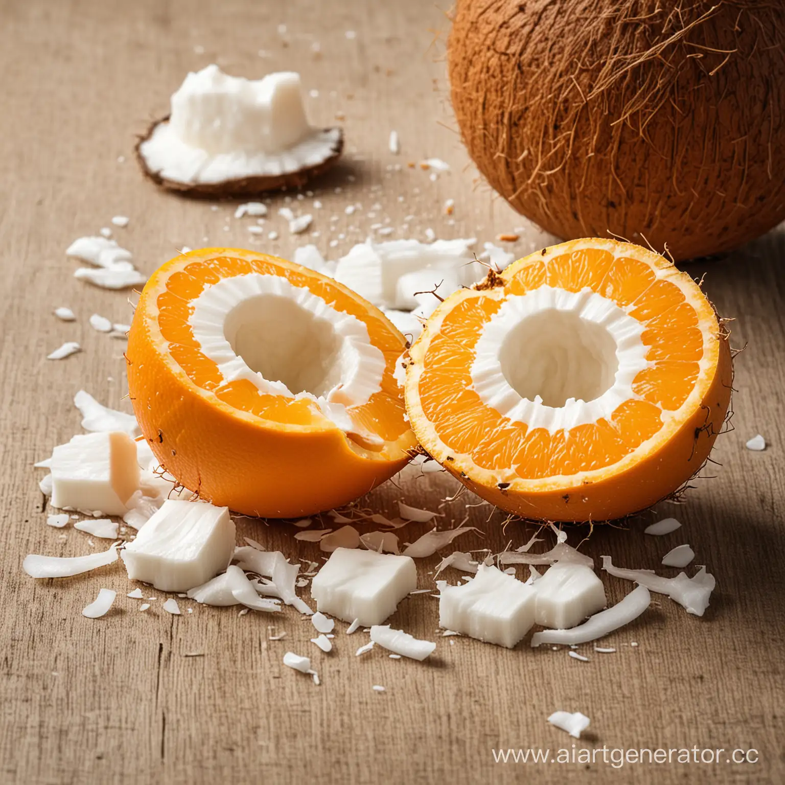 Апельсин дерется с кокосом