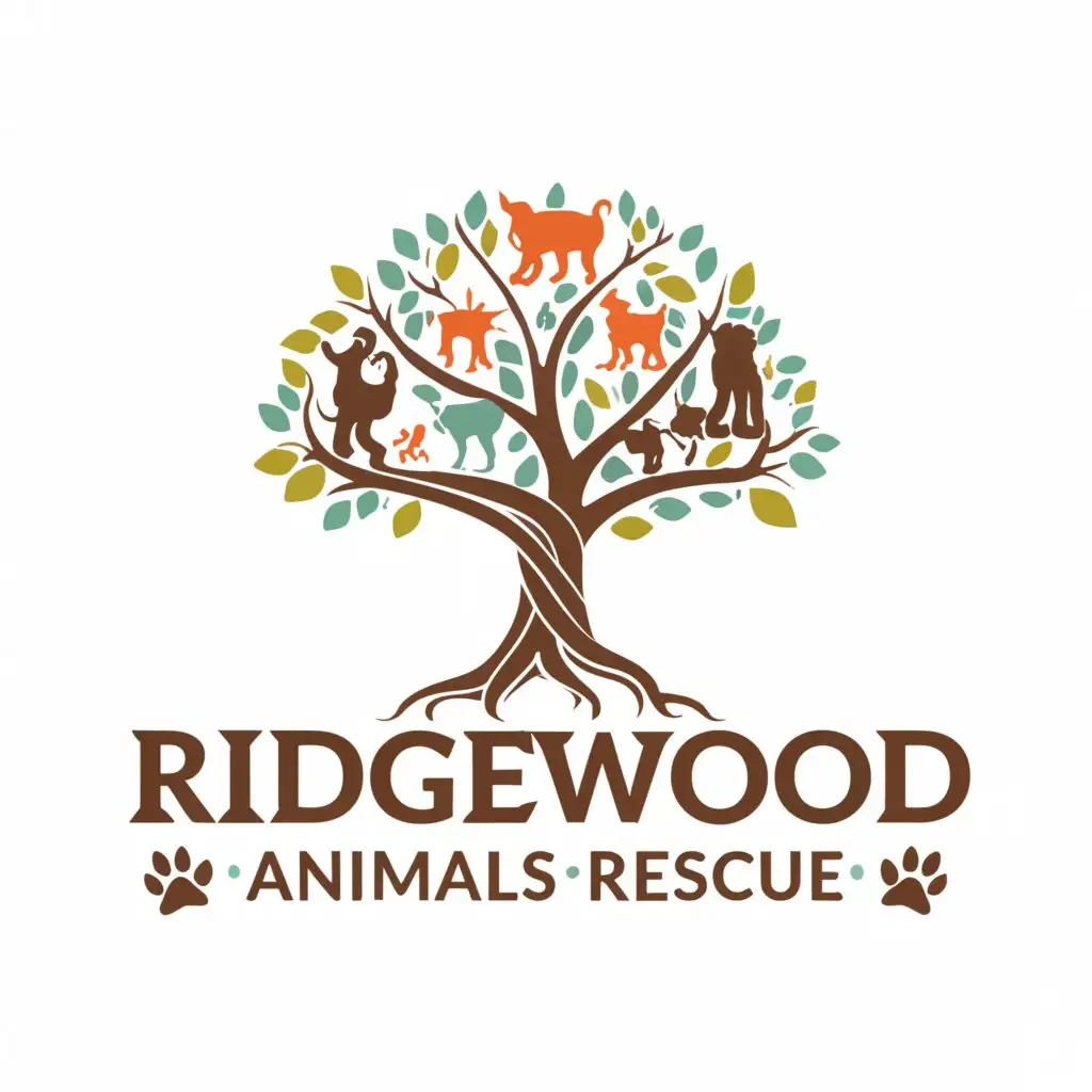 a logo design,with the text "RIDGEWOOD ANIMALS RESCUE", main symbol:as you suggest,complex,be used in Animals Pets industry,clear background