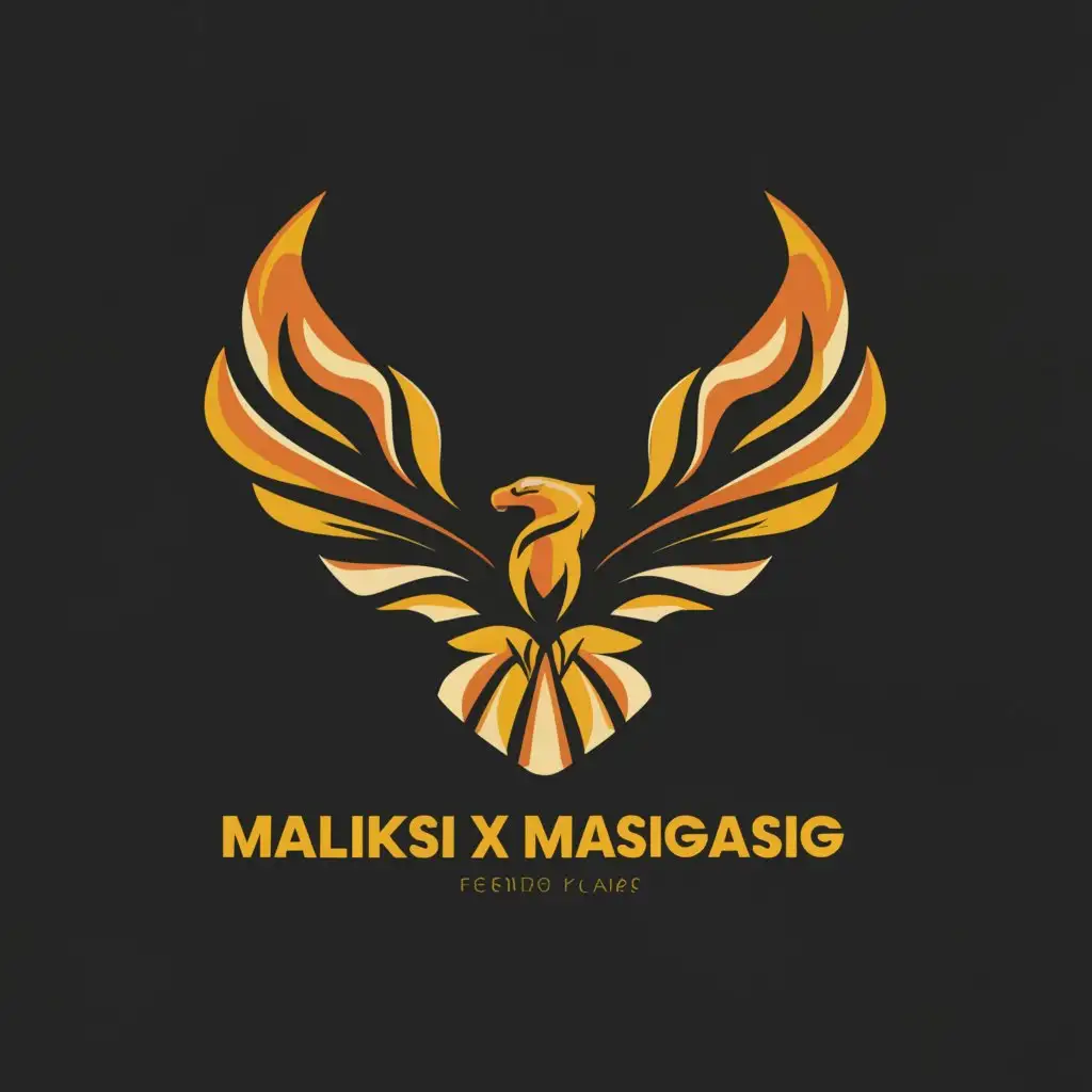 a logo design,with the text "MALIKSI X MASIGASIG", main symbol:Eagle wings and fire,Minimalistic,clear background