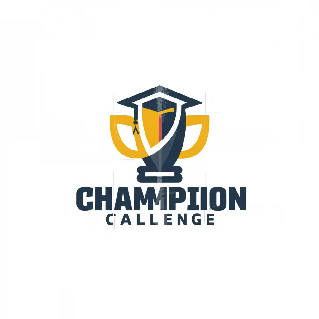 a logo design,with the text "Champion Challenge", main symbol:Champio Cup, Graduation cap,Moderate,be used in Entertainment industry,clear background