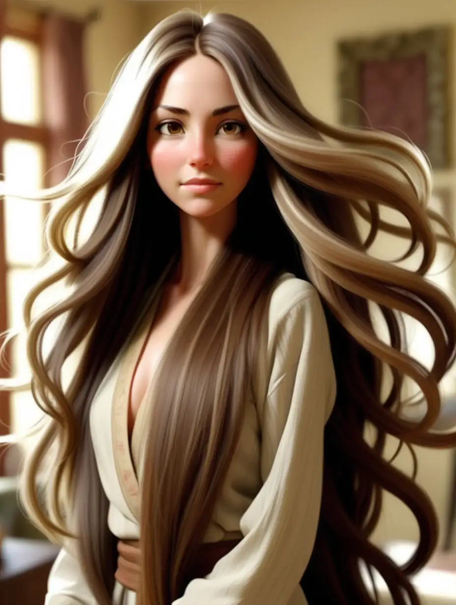 Radiant Beauty Captivating Woman with Long Straight Hair