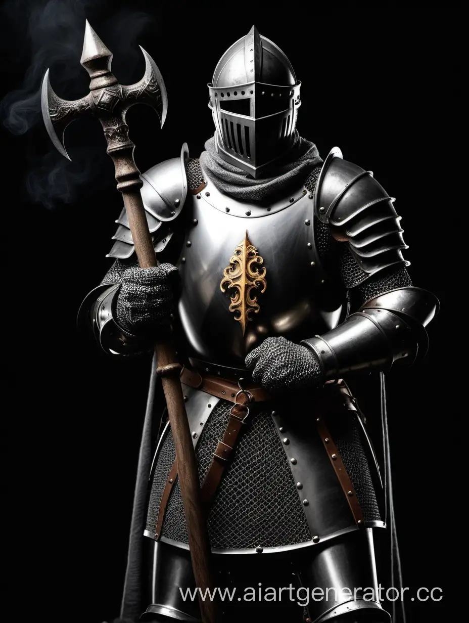 Medieval-Knight-Wielding-a-Formidable-Mace-on-Dark-Canvas