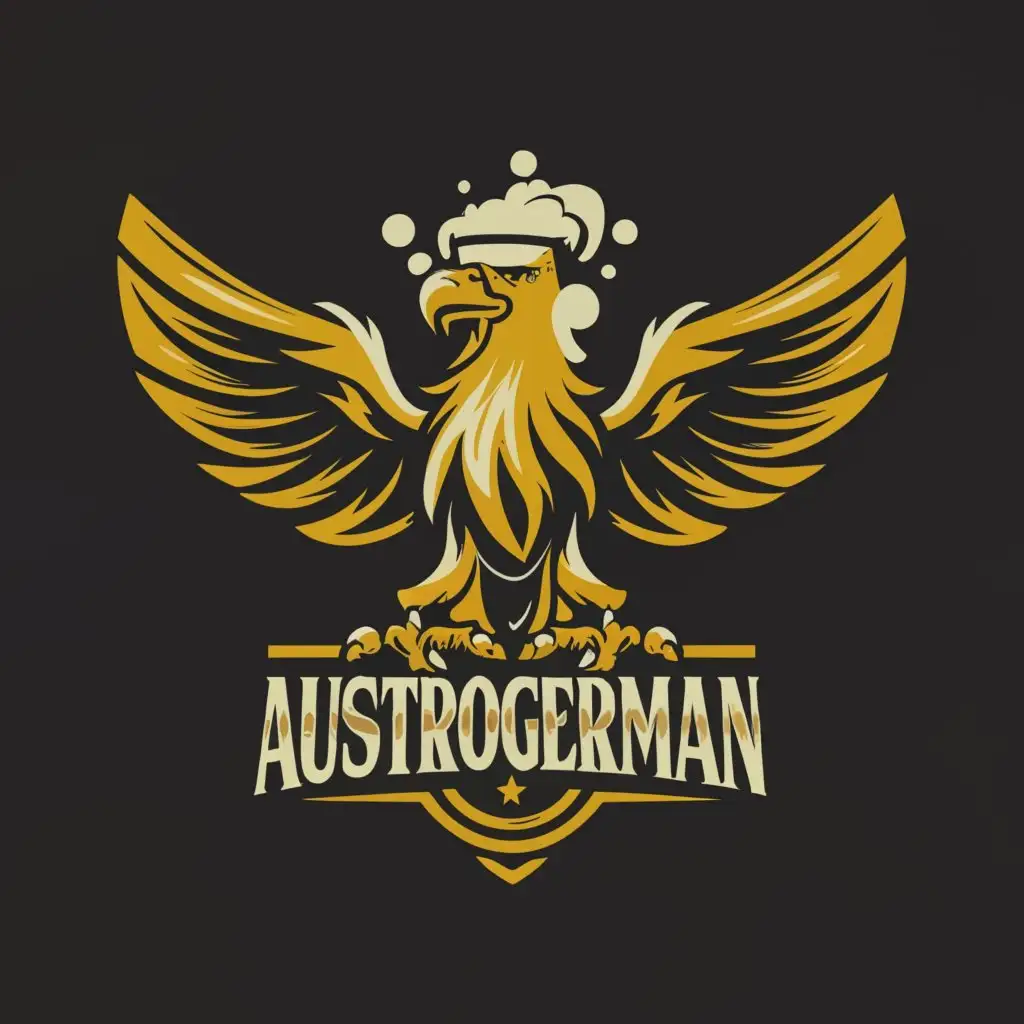 a logo design,with the text 'AustroGerman', main symbol:beer eagle,Moderate,clear background