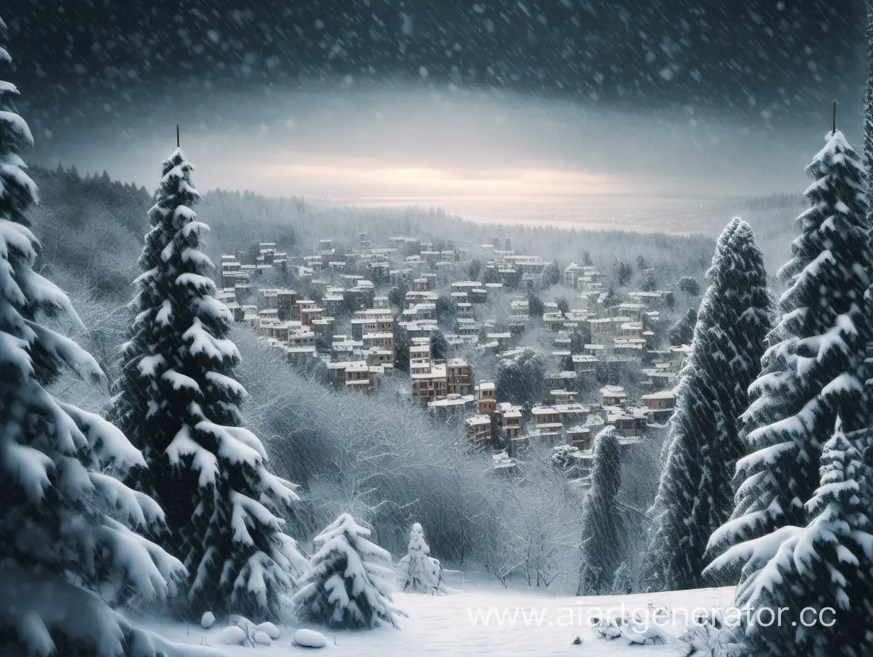 Winter-Wonderland-Cityscape-in-Pine-Forest