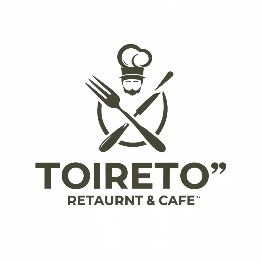 a logo design,with the text "toreto restaurant and cafe", main symbol:fooditems with chef or food relared materials,Moderate,be used in Restaurant industry,clear background