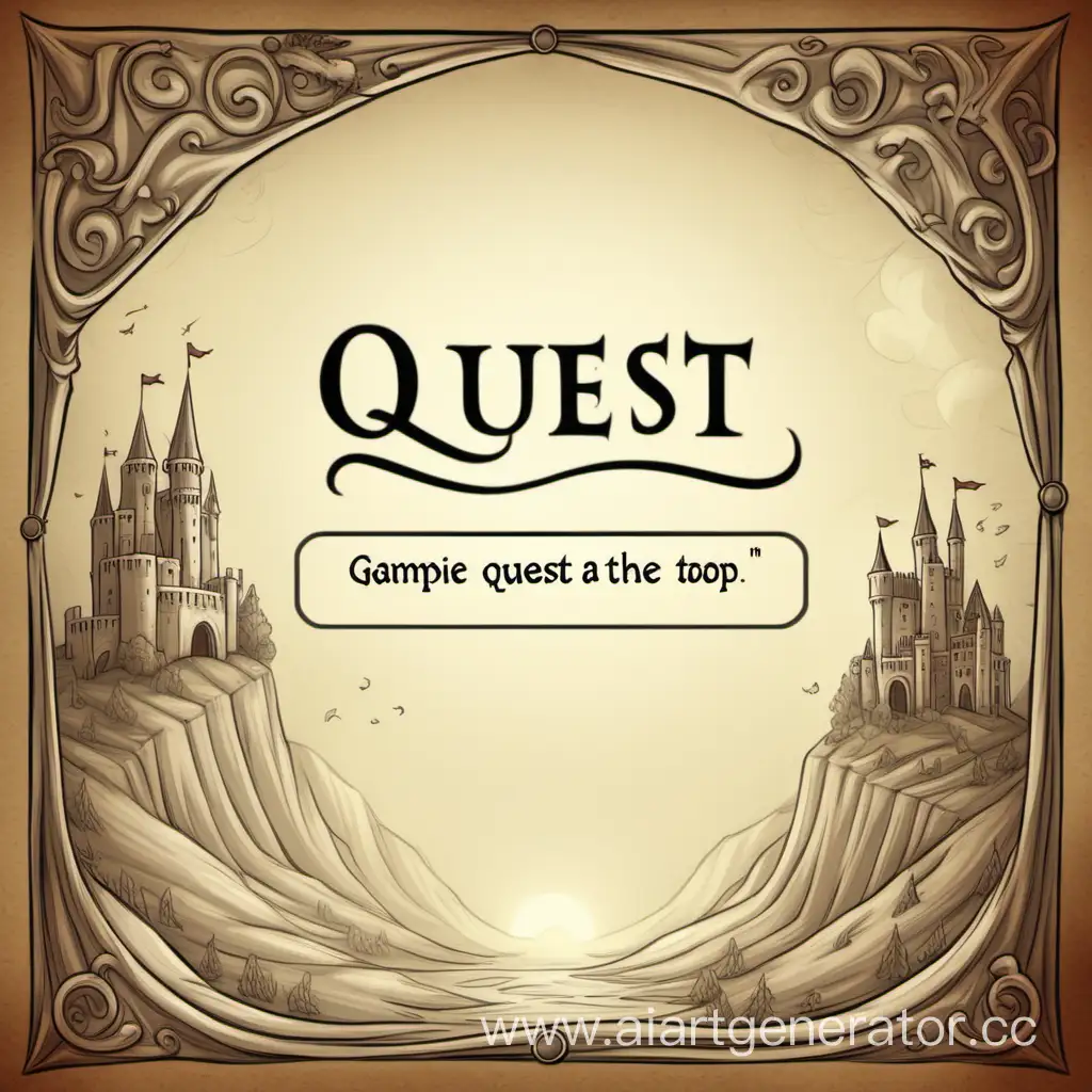 Нарисуй стартовый экран для комьпютерной игры 
Игра про средневековый квест и магию
на верху должна быть надпись "Квест"