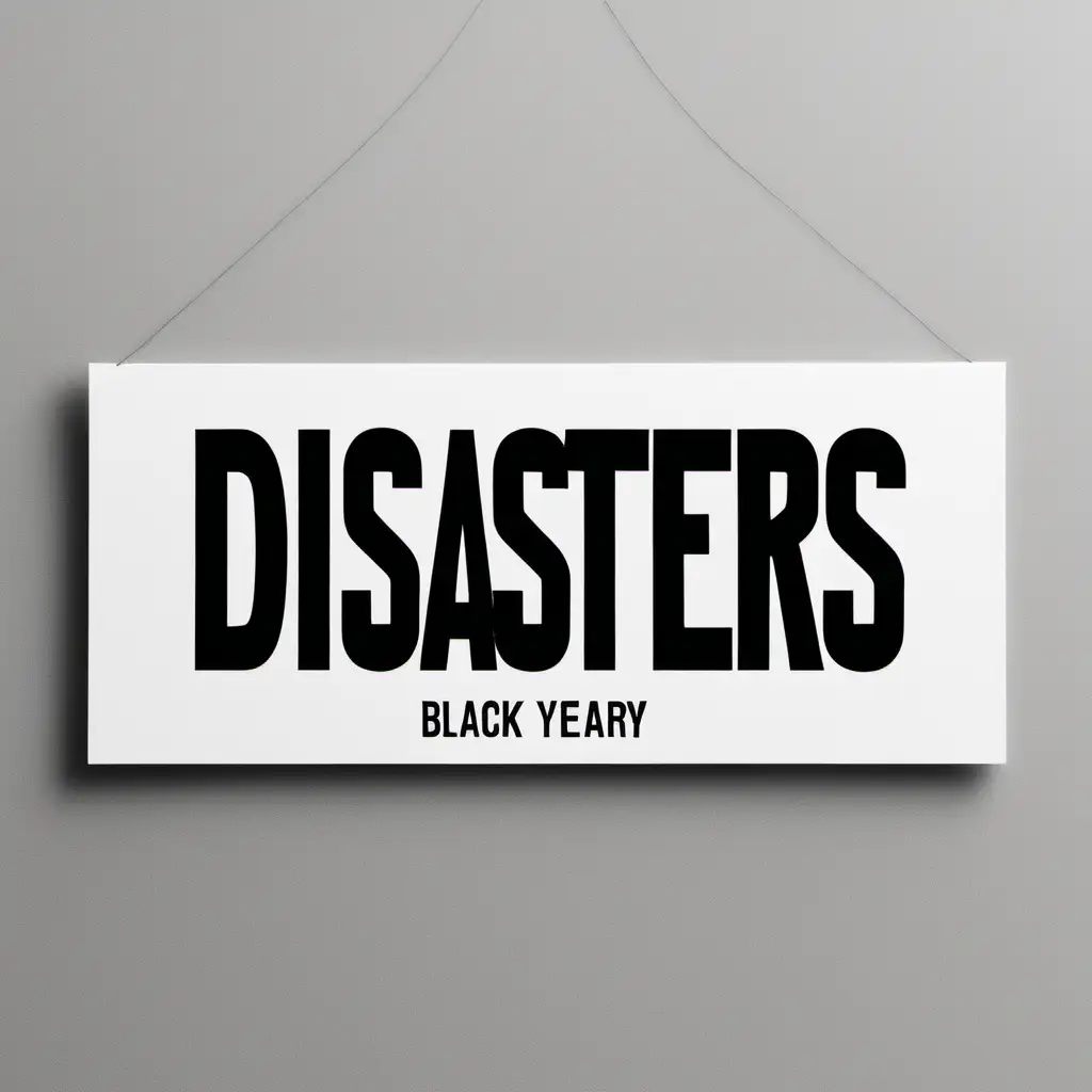 Annual Disasters Black Lettering on White Background