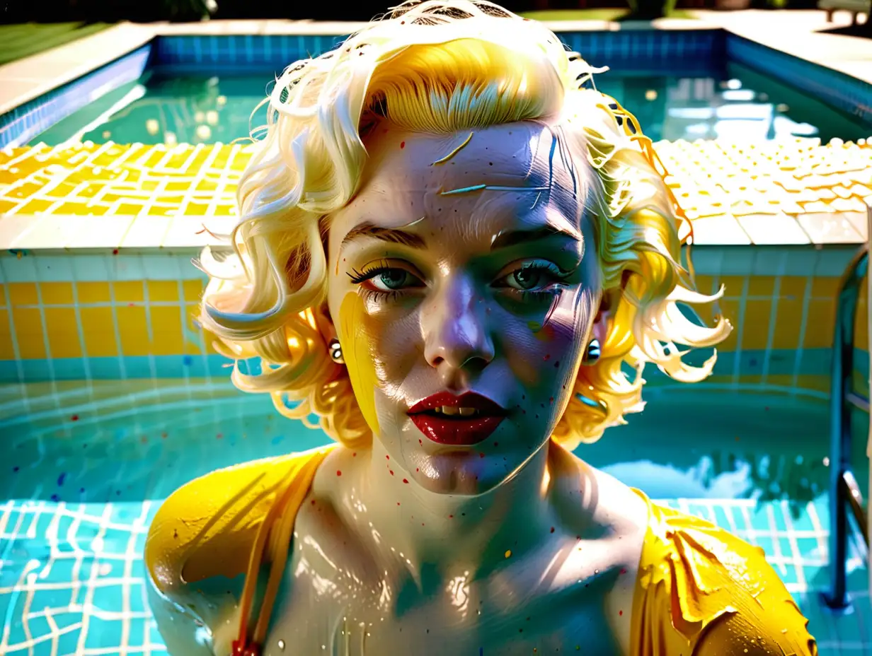 Marilyn Monroe Embracing Sunlight by the Blue Swimming Pool