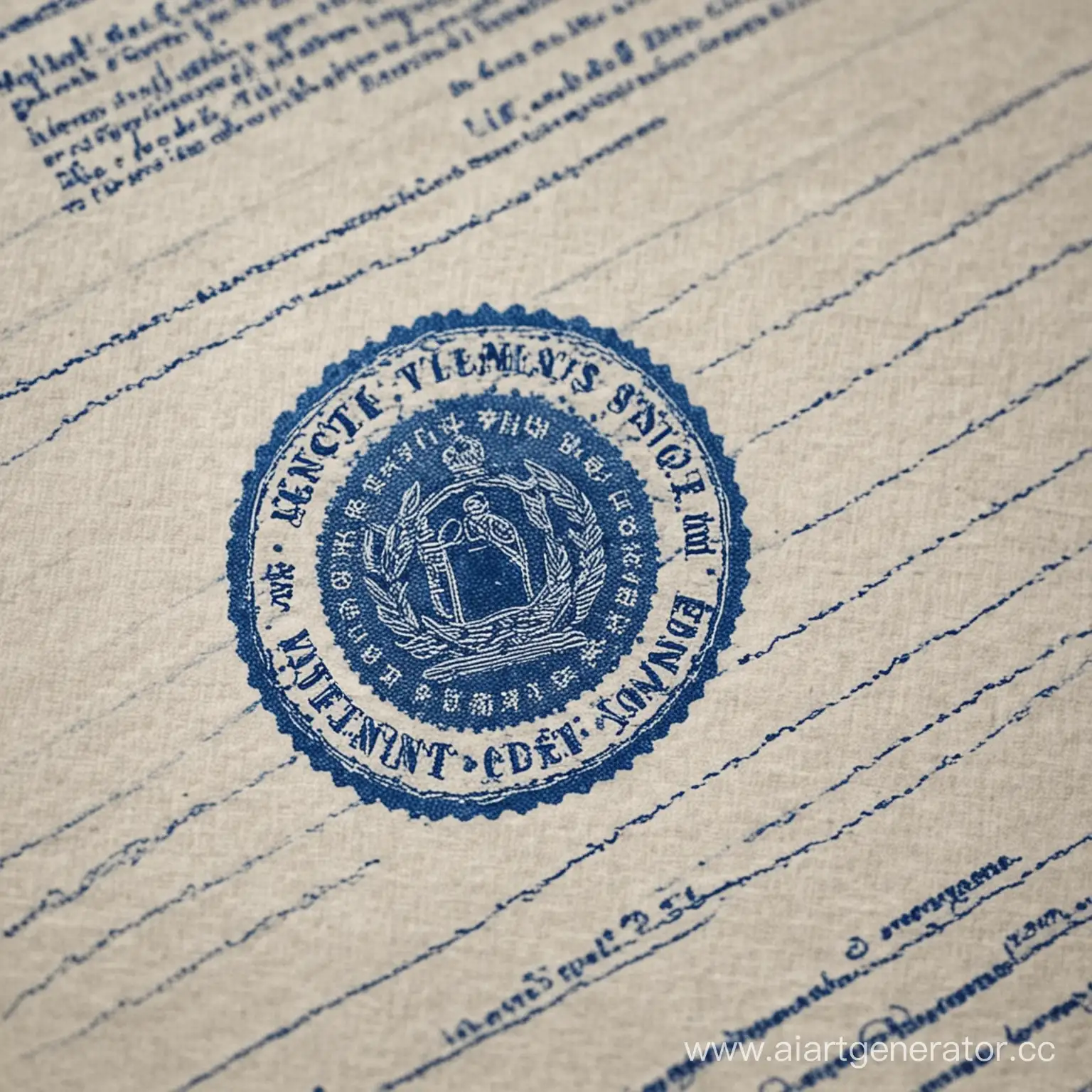 синяя печать на документ