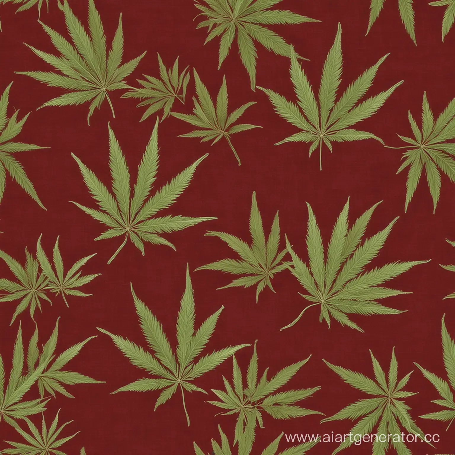 Vibrant-Burgundy-Background-with-Detailed-Hemp-Leaves