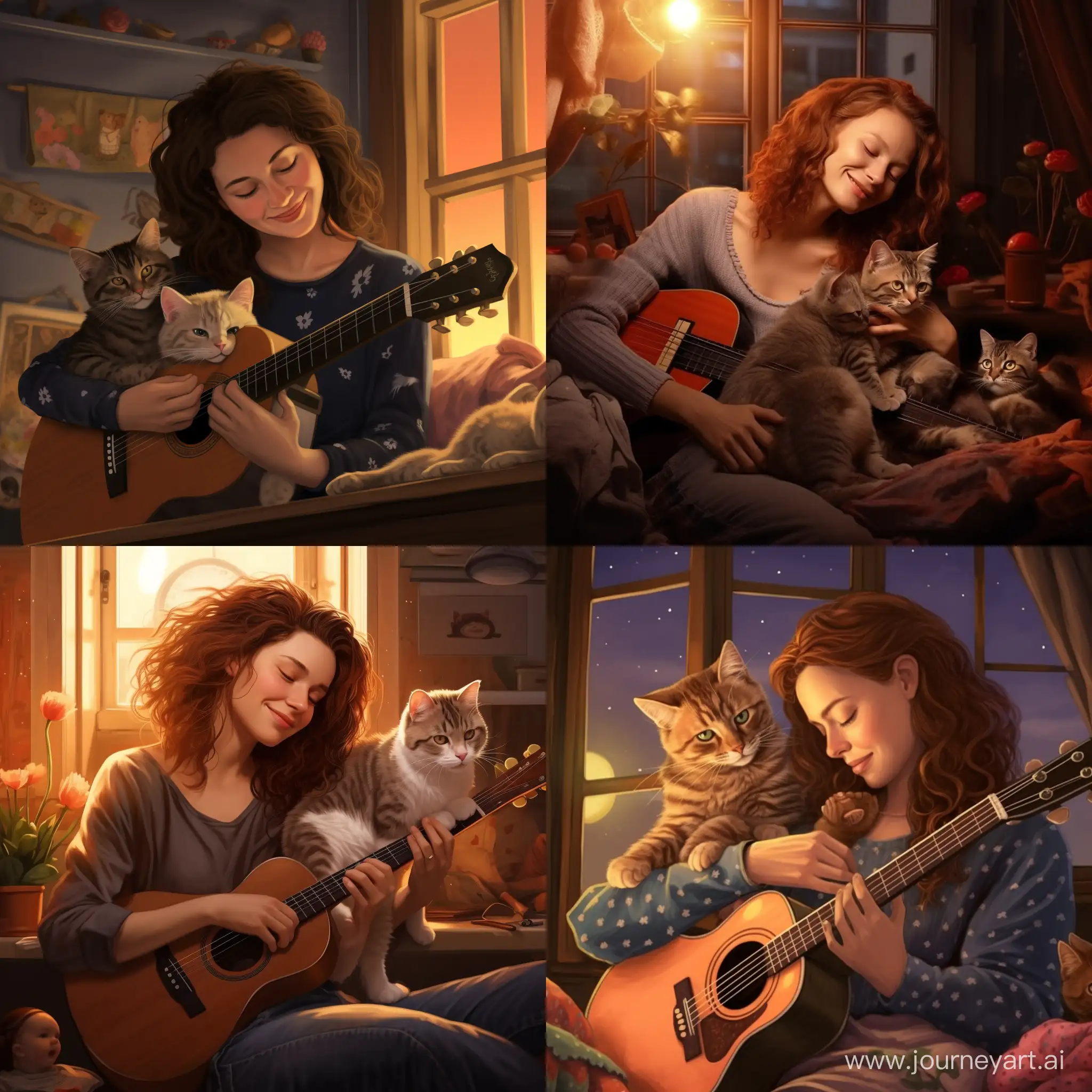 Heartwarming-Family-Moment-Aunt-Janneke-Singing-to-Niece-Lila-with-Uncle-Thomas-and-Cats