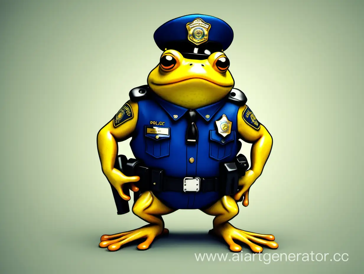 Adventurous-Yellow-Frog-Police-Officer-Named-Turbo